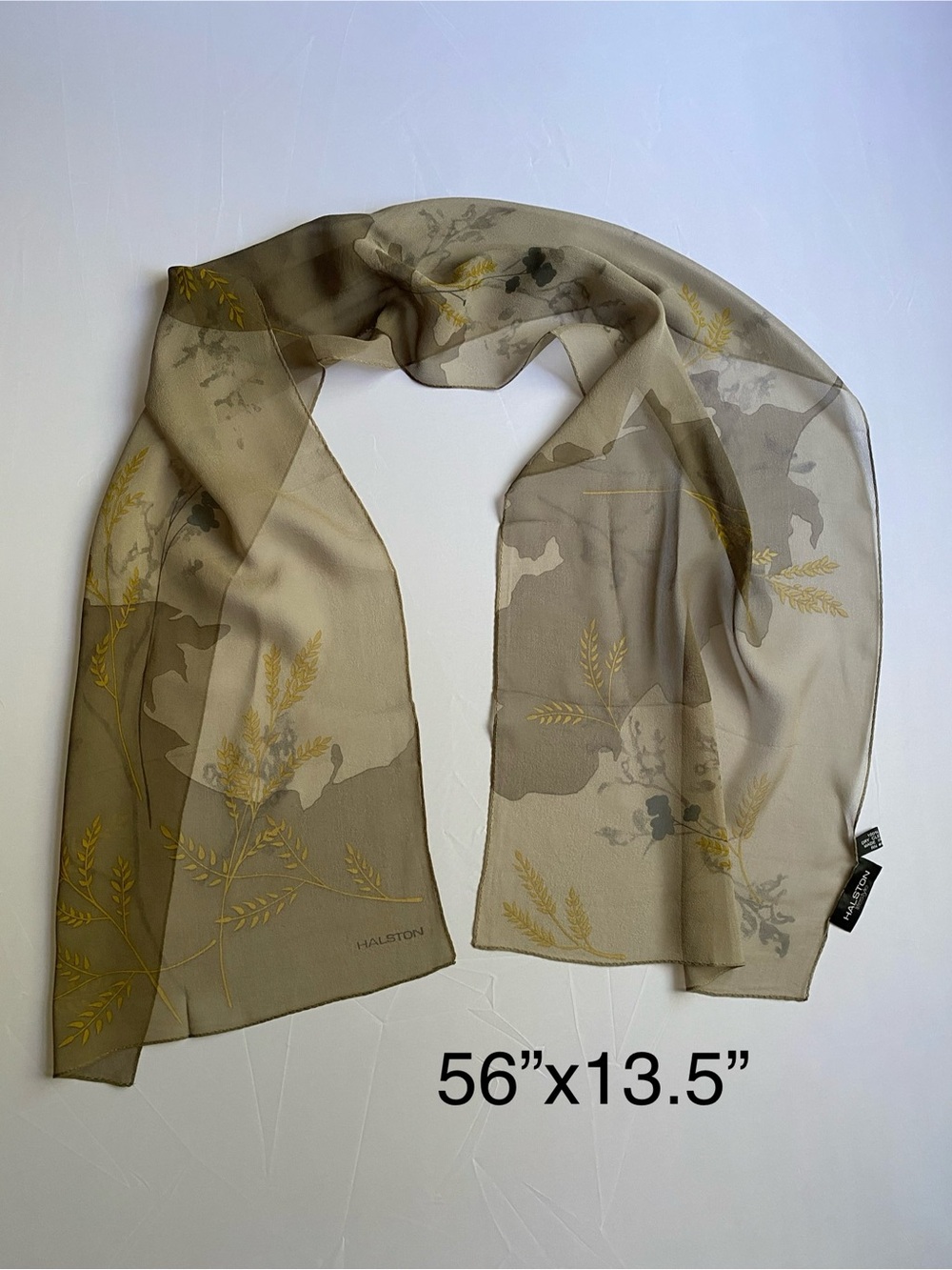 Vintage Halston Sheer Silk Scarf with a Delicate Floral Print